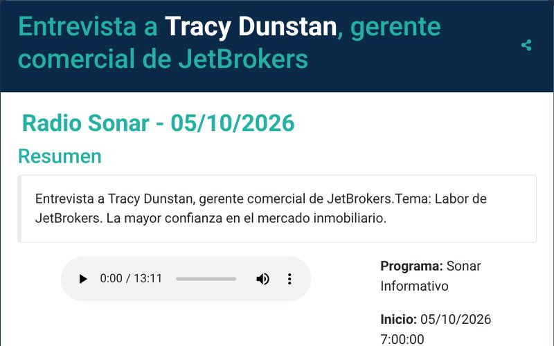 Radio Sonar: Capital Sonar (05/10/2026): JetBrokers y la mayor confianza en el mercado inmobiliario